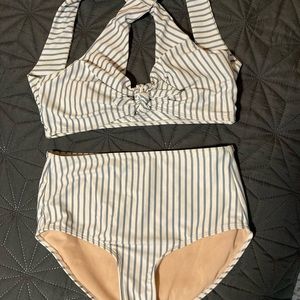 Albion fit breezy strip top knot top and high waisted bottom